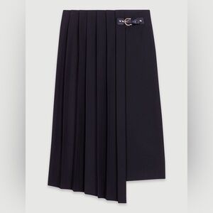 Maje Asymmetrical long pleated skirt